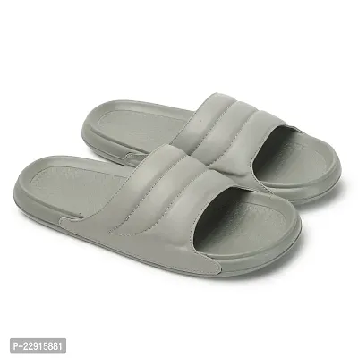 Stylish Grey Rexine Solid Sliders For Men-thumb0