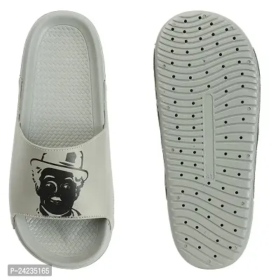FOOTFIT Sliders Mens Grey, Black Stylish Flip Flop  Slippers-thumb3
