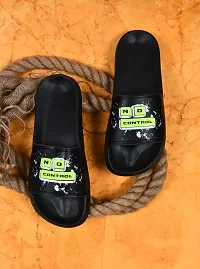 FOOTFIT Sliders Mens Black Slippers  Flip Flop-thumb1