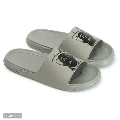 FOOTFIT Sliders Mens Grey, Black Stylish Flip Flop  Slippers-thumb4