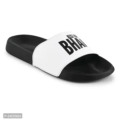 FOOTFIT Sliders Mens White, Black, Olive Stylish Flip Flop  Slippers