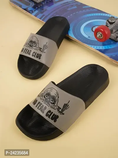 FOOTFIT Sliders Grey, Black,Sky Blue Stylish Flip Flop  Slippers-thumb2
