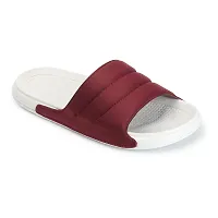 Stylish Maroon Rexine Solid Sliders For Men-thumb1