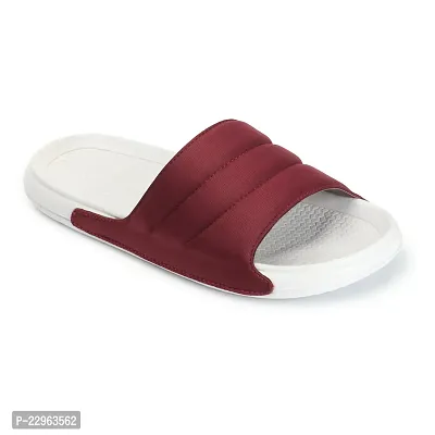 Stylish Maroon Rexine Solid Sliders For Men-thumb2