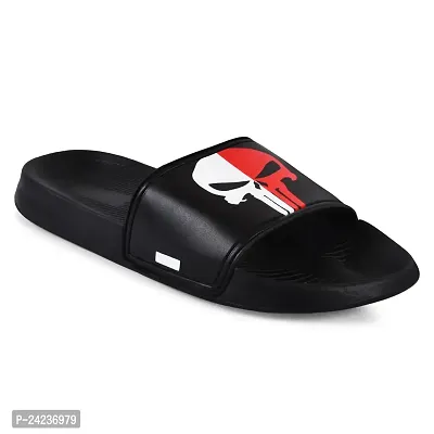 FOOTFIT Sliders Black Stylish Flip Flop Mens Slippers