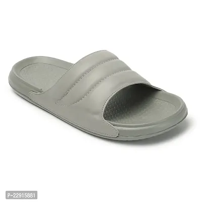 Stylish Grey Rexine Solid Sliders For Men-thumb3