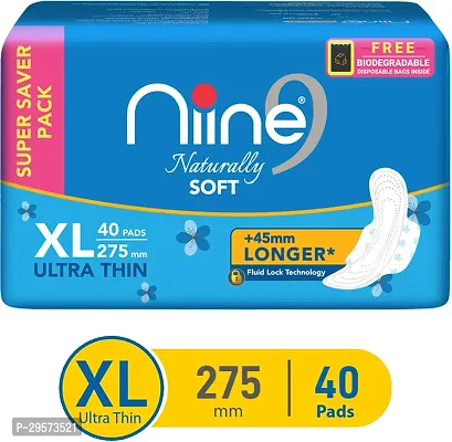 Niine Naturally Soft Regular-Anti Lock Sanitary Pad with Disposal Bag 40Pcs