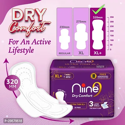 Niine Dry Comfort Ultra Thin XL+ Sanitary Napkins With 3 Layer Shield Pack of 2-thumb3