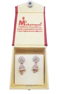 Mukutmoni American Diamond CZ Classic Jhumka Earrings For Women And Girls Cubic Zirconia Alloy Jhumki Earring-thumb2
