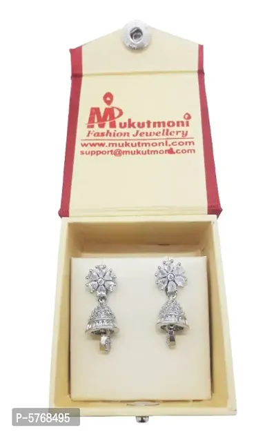 Mukutmoni American Diamond CZ Classic Jhumka Earrings For Women And Girls Cubic Zirconia Alloy Jhumki Earring-thumb3