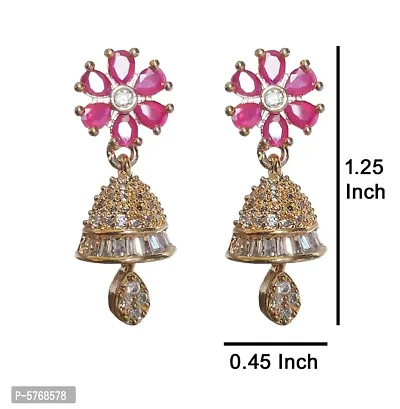 Mukutmoni American Diamond CZ Classic Jhumka Earrings For Women And Girls Cubic Zirconia Alloy Jhumki Earring-thumb2