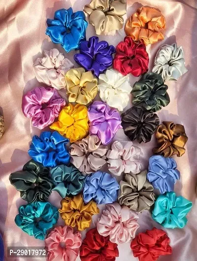 Satin hair Scrunches Regular size 12 pcs Multicoloured Color-thumb0