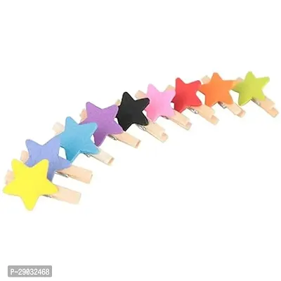 Aptitude Mini Wooden Star Photo Clips Crafts with Rope Multicolor, 11 X 10 X 0.5 Cm  Pack of 10Pcs-thumb0