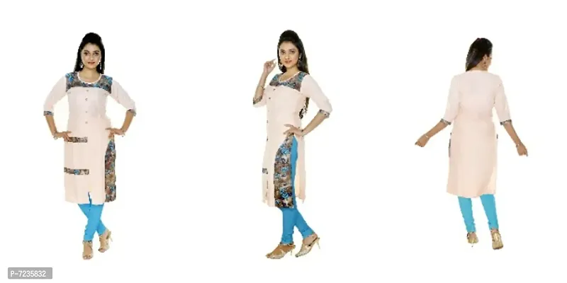 Stylish Cotton Silk Abstract Printed Casual Straight Kurti For Women