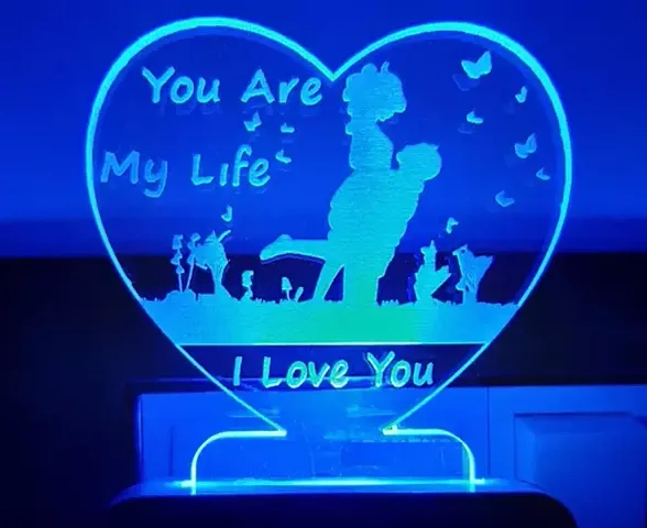 Exclusive Deals Romantic Love Couple 3D Illusion Night lamp with 7 Color Changing Light Night Lamp for Bedroom (Multicolour)