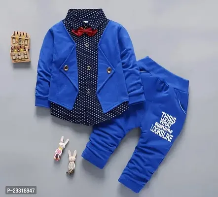 Stylish Blue Cotton Clothing Set For Boys-thumb0