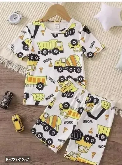 Stylish Fancy Cotton Blend Top With Bottom Wear Clothing Set For Boys