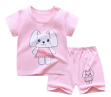 Fabulous Pink Cotton Printed Clothing Sets For Girls-thumb1