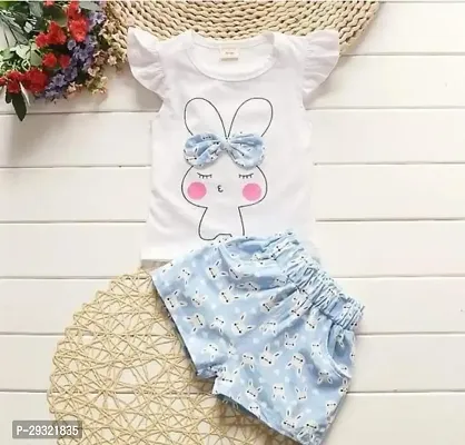 Fabulous White Cotton Printed Clothing Sets For Girls