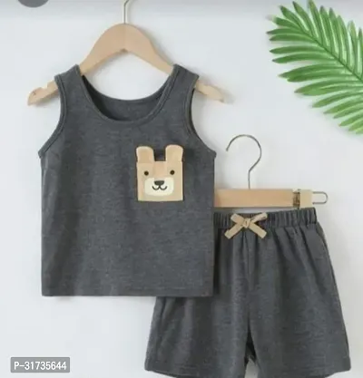 Fabulous Grey Cotton Printed Clothing Set For Boys-thumb2