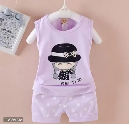 Fabulous Purple Cotton Printed Clothing Sets For Girls-thumb0