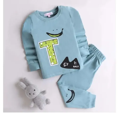 Boys Printed Cotton T Shirt and Pant Set