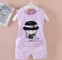 Fabulous Purple Cotton Printed Clothing Sets For Girls-thumb1