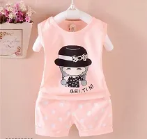 Fabulous Peach Cotton Printed Clothing Sets For Girls-thumb1