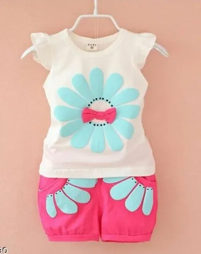 CHAKRI HALF TOP AND HALF PANT (WHITE AND PINK)