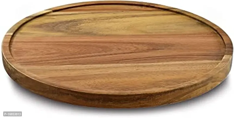 11 Inches Round Acacia Wood Lazy Susan Organizer Kitchen Turntable For Cabinet Pantry Table Organization