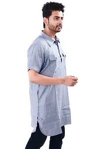 DRESSED UP DIVAS Mens Straight Kurta (XXL) Grey-thumb1