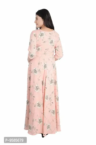 DRESSED UP DIVAS Causal WEAR Gown for Women and Girls (M, Peach)-thumb3