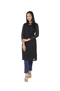 DRESSED UP DIVAS Straight Kurti/Kurta for Women and Girls (L) Black-thumb1