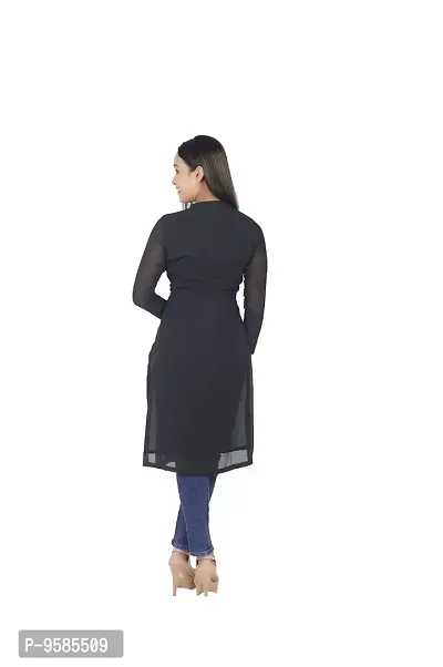 DRESSED UP DIVAS Straight Kurti/Kurta for Women and Girls (L) Black-thumb3