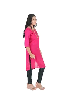 DRESSED UP DIVAS Straight Kurti for Women and Girls (L, Pink)-thumb1