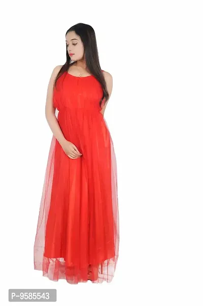 DRESSED UP DIVAS Gown for Women and Girls (M, RED)-thumb0