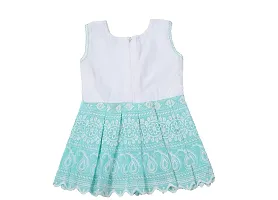 Kids Dress (Frock) White and Green-thumb1