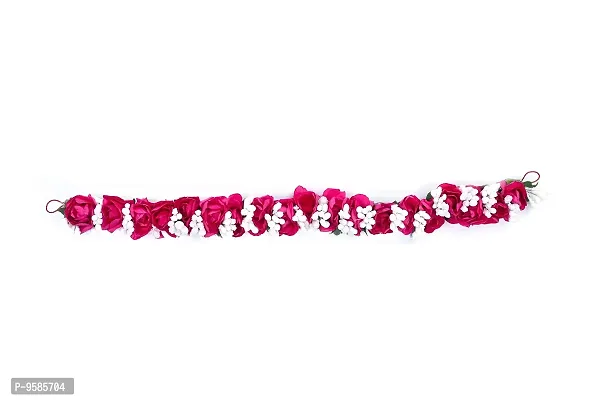 HAIR GAJRA FOR HAIR DECORATION (HOT PINK AND WHITE)-thumb2