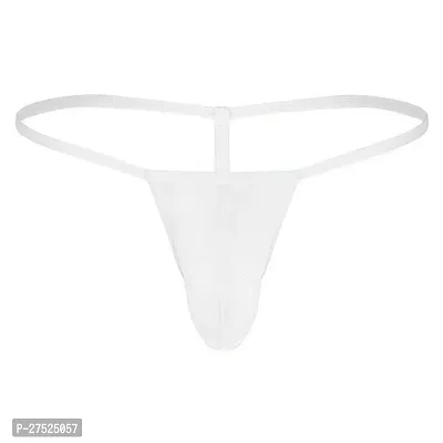 Comfortable White Nylon G String Underwear For Men-thumb0