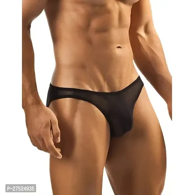 Comfortable Black Nylon Brief Underwear For Men-thumb0