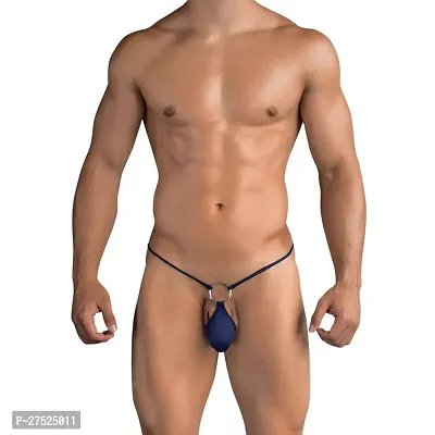 Comfortable Blue Microfiber G String Underwear For Men-thumb0