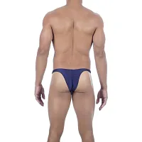 Comfortable Blue Microfiber Thong Underwear For Men-thumb1