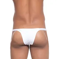 Comfortable White Microfiber Thong Underwear For Men-thumb1