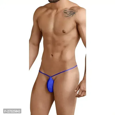 Comfortable Blue Microfiber G String Underwear For Men-thumb0