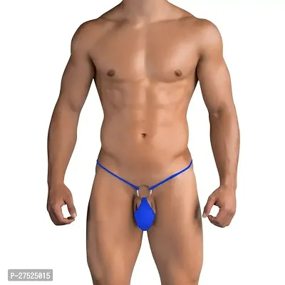 Comfortable Blue Microfiber G String Underwear For Men