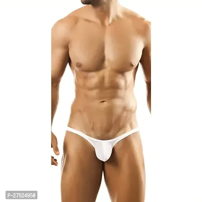 Comfortable White Nylon Thong Underwear For Men-thumb0