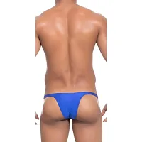 Comfortable Blue Microfiber Thong Underwear For Men-thumb1