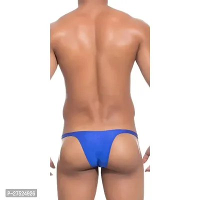 Comfortable Blue Microfiber Thong Underwear For Men-thumb2