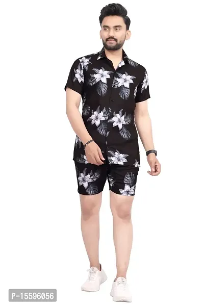 Vonik Fashion Men's Night Suit Shirt With Shorts-thumb0