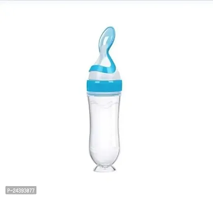 90Ml Flamgam Infant Baby Silica Gel Feeding Bottle With Spoon Bpa Free Non Toxic Silicone Squeeze Baby Feeding Cereal, Rice Dispensing Feeder, Food Dispensing... 1 Pcs Pack Of 1